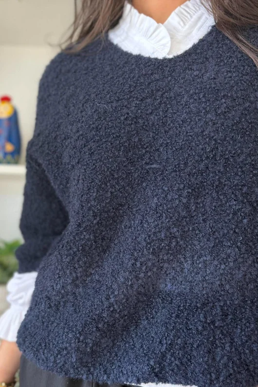 Lola Boucle Slouch Knit Navy